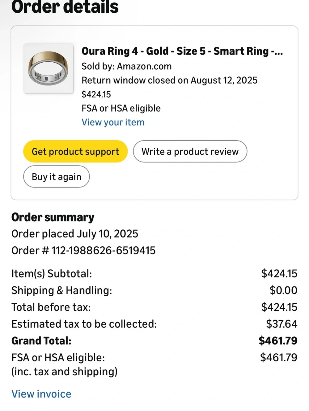 Oura Ring - Silver Exterior with Gold Inner Band